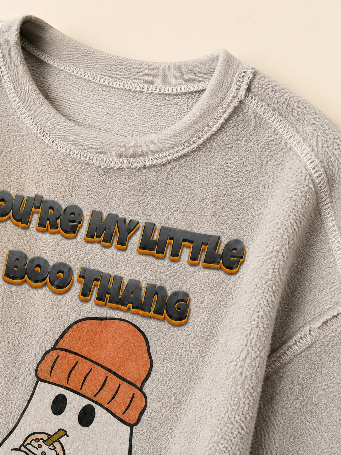 You're My Little Boo Thang Ghost Design Heather Gray Inside Out Sweatshirt