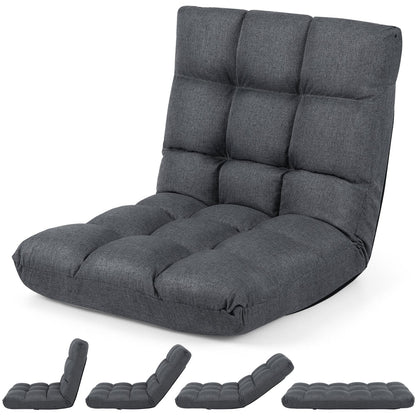 14-Position Adjustable Floor Chair with Back Support - Gray