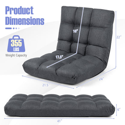 14-Position Adjustable Floor Chair with Back Support - Gray