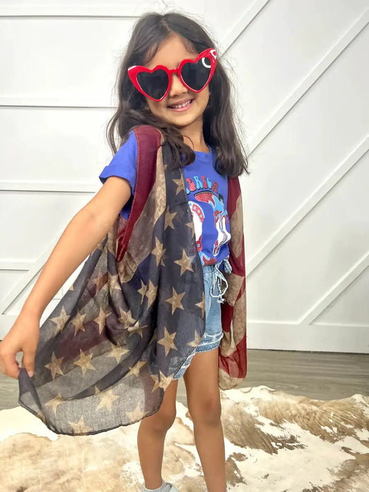 Girls One-Size-Fits-Most American Flag Open Vest