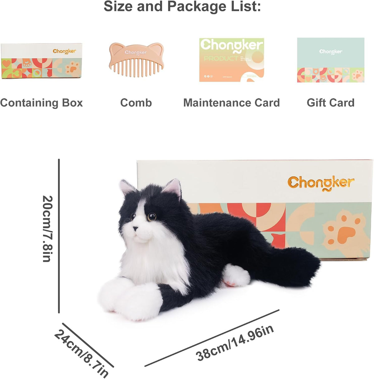 3lbs Tuxedo Handcrafted Weighted Plush – Realistic Companion Cat for Adults