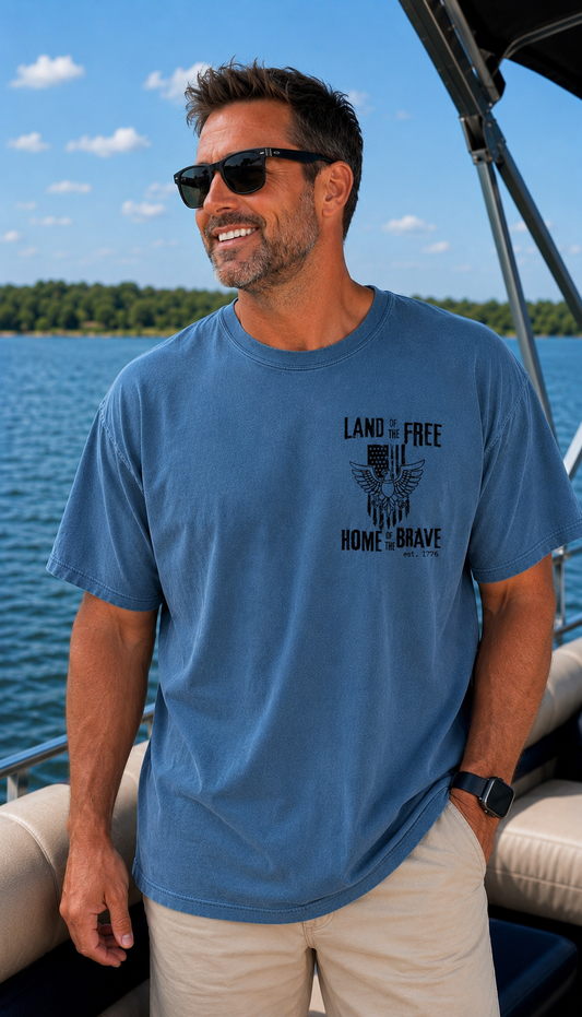 Land of the Free Oversized Pocket Style Unisex T Shirt