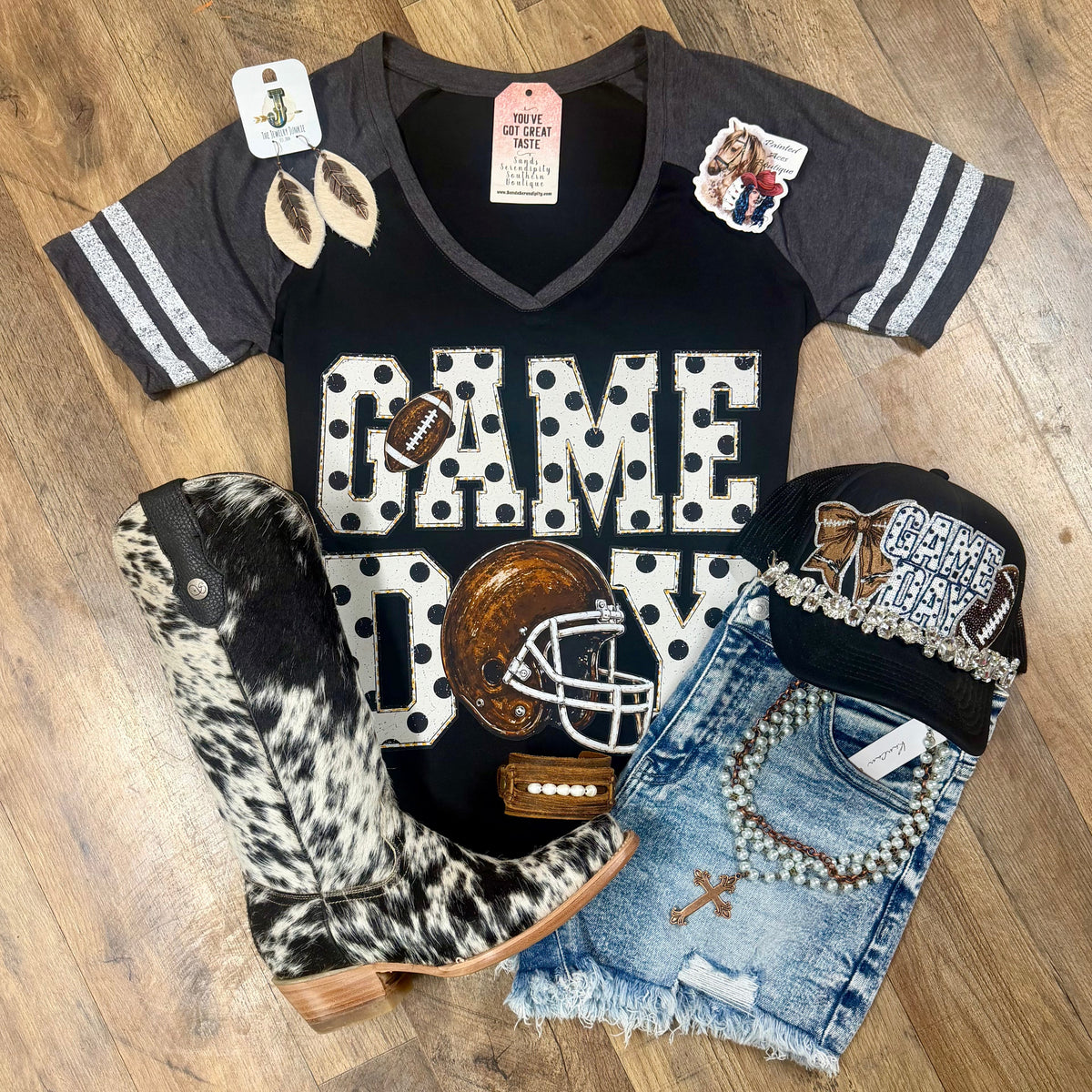 Game Day | Western V-Neck Graphic T-Shirt