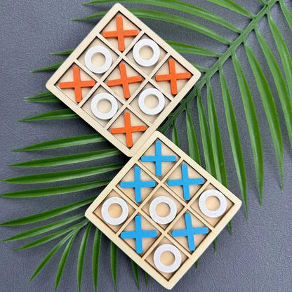 Wooden Tic Tac Toe Puzzle Game for Two Players Interactive Logic & Strategy Board Game Family Party Birthday Boys & Girls Gift
